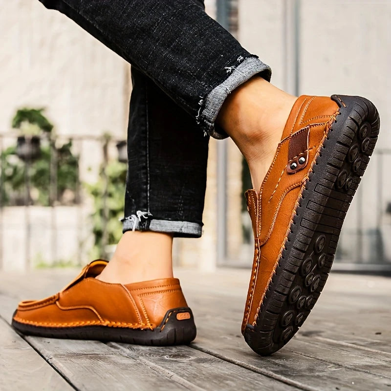 2026 FlexStep™ Classic Hand-Stitched Leather Loafers – Comfortable, Supportive, Slip-On