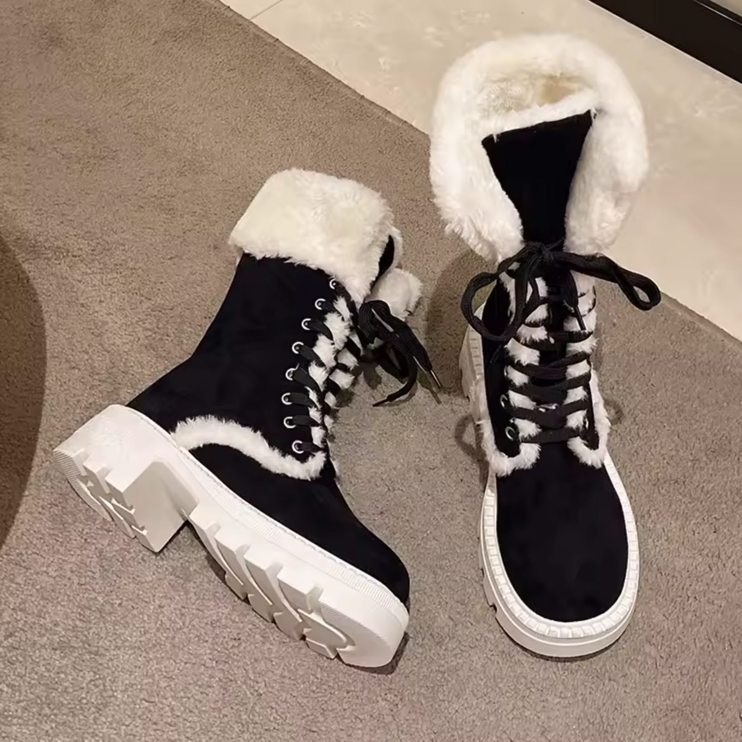 SafeStep™ Women’s Non-Slip Mid-Calf Cotton Boots – Warm, Supportive, Everyday Wear