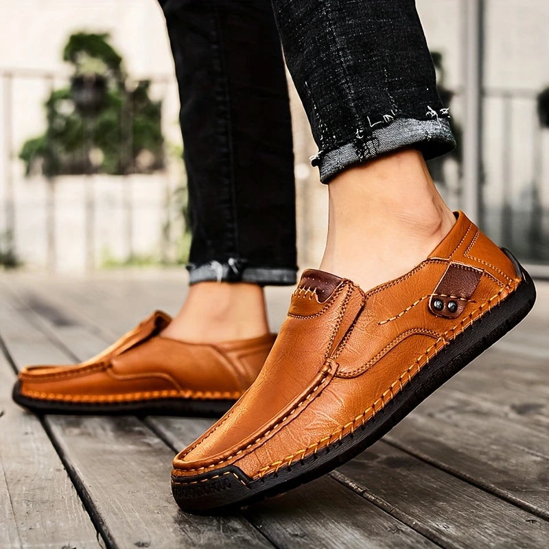 2026 FlexStep™ Classic Hand-Stitched Leather Loafers – Comfortable, Supportive, Slip-On