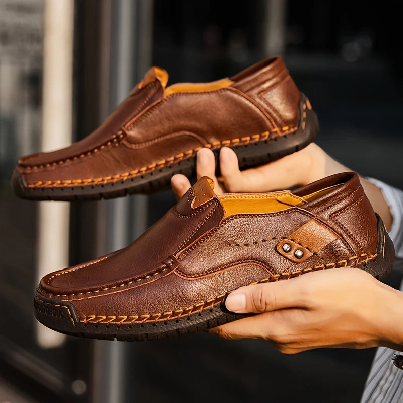 2026 FlexStep™ Classic Hand-Stitched Leather Loafers – Comfortable, Supportive, Slip-On