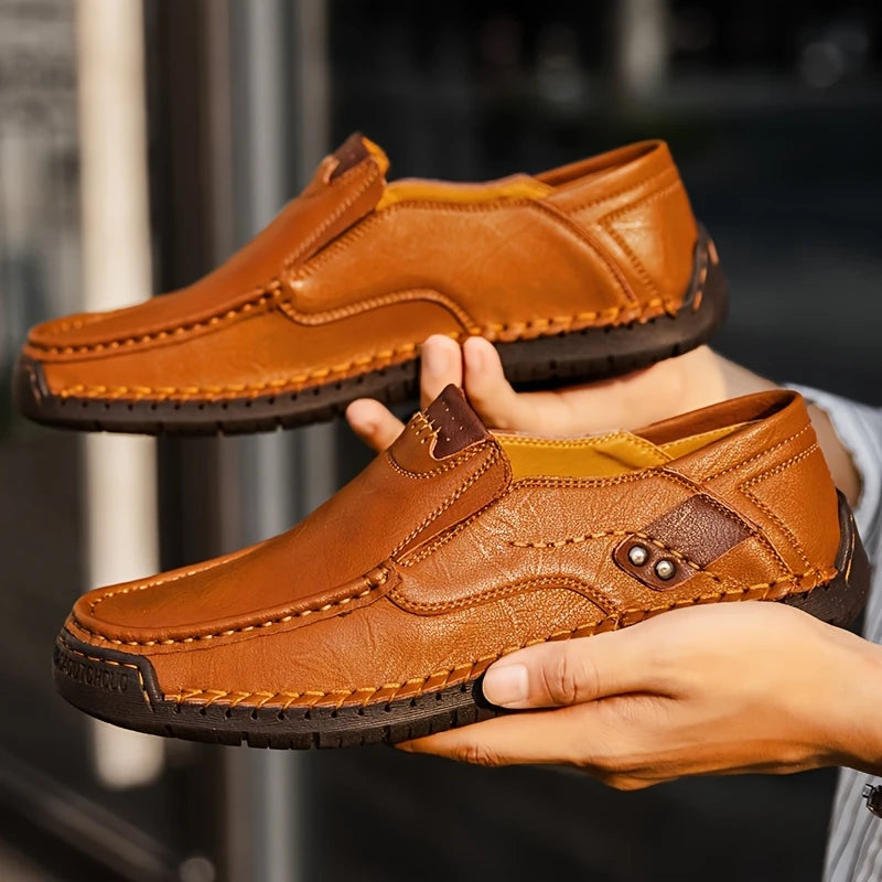 2026 FlexStep™ Classic Hand-Stitched Leather Loafers – Comfortable, Supportive, Slip-On
