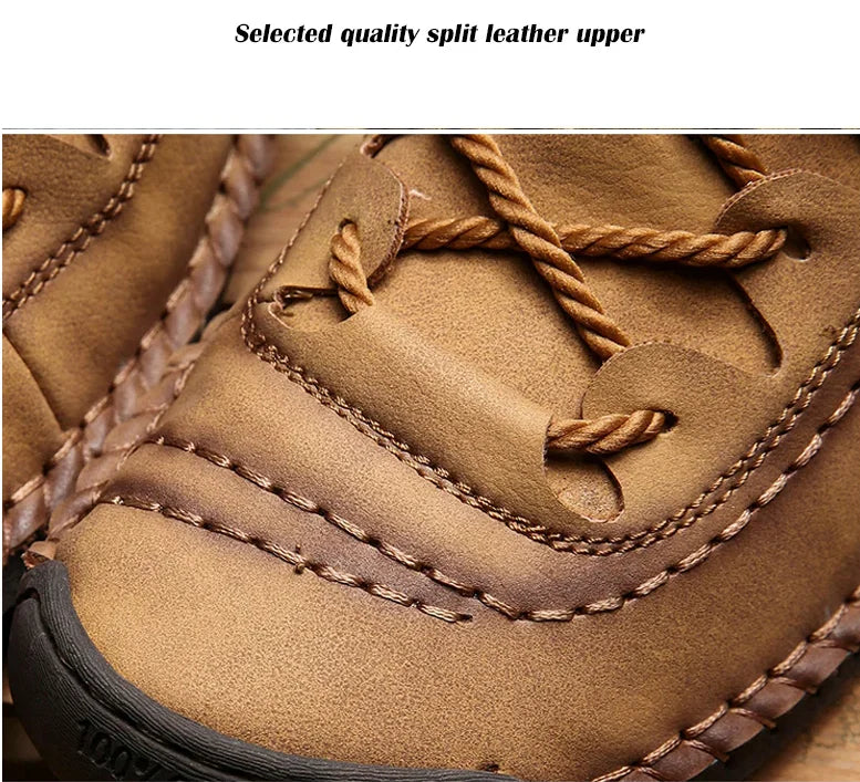 WalkEase™ Men’s Handmade Non-Slip Leather Sneakers – All-Day Comfort