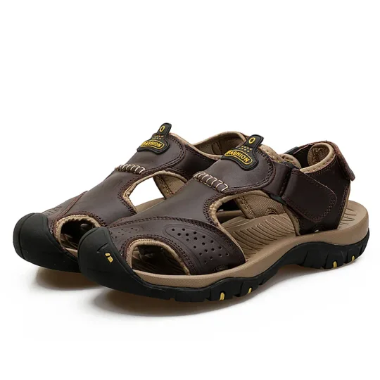 Men's Orthopedic Support Non-slip Sport Sandals Lightweight Trail Hiking Leather Sandals