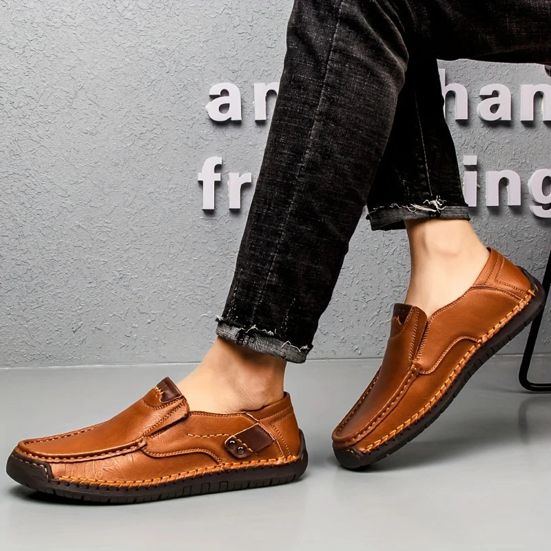 2026 FlexStep™ Classic Hand-Stitched Leather Loafers – Comfortable, Supportive, Slip-On