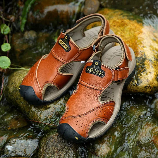 Men's Orthopedic Support Non-slip Sport Sandals Lightweight Trail Hiking Leather Sandals