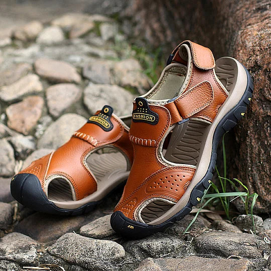 Men's Orthopedic Support Non-slip Sport Sandals Lightweight Trail Hiking Leather Sandals