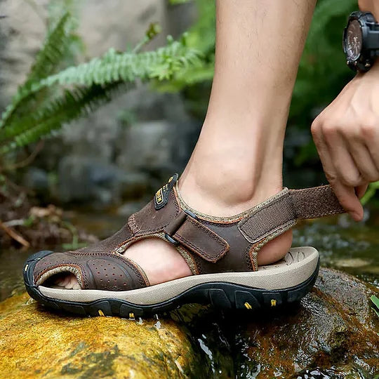 Men's Orthopedic Support Non-slip Sport Sandals Lightweight Trail Hiking Leather Sandals