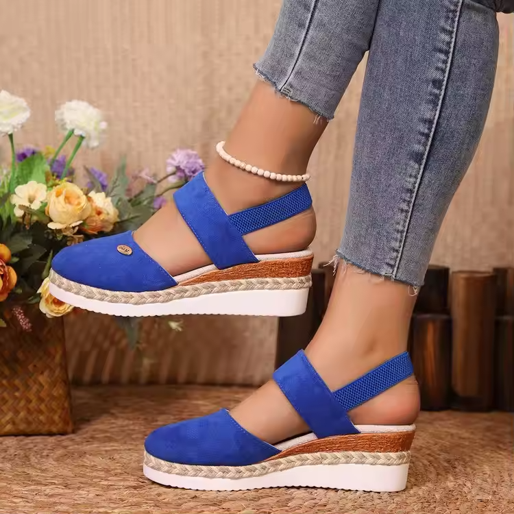 Women's Orthopedic Colorblock Wedge Sandals, Comfy Ankle Strap Slingbacks