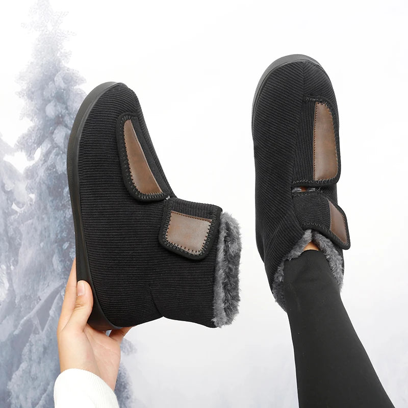 Women's Winter Plush Ankle Snow Boots - Warm Diabetic-Friendly Outdoor Walking Shoes