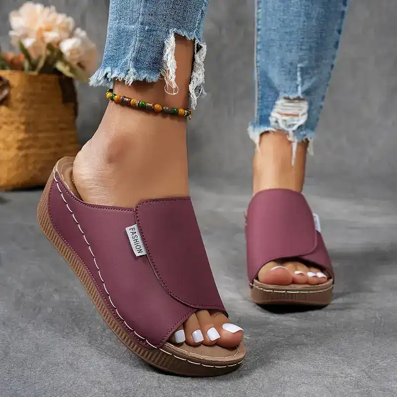 🔥HOT SALE -50% OFF🔥 Comfortable Arch Support Slides - Women's Solid Color Sandals - Breathable🔥
