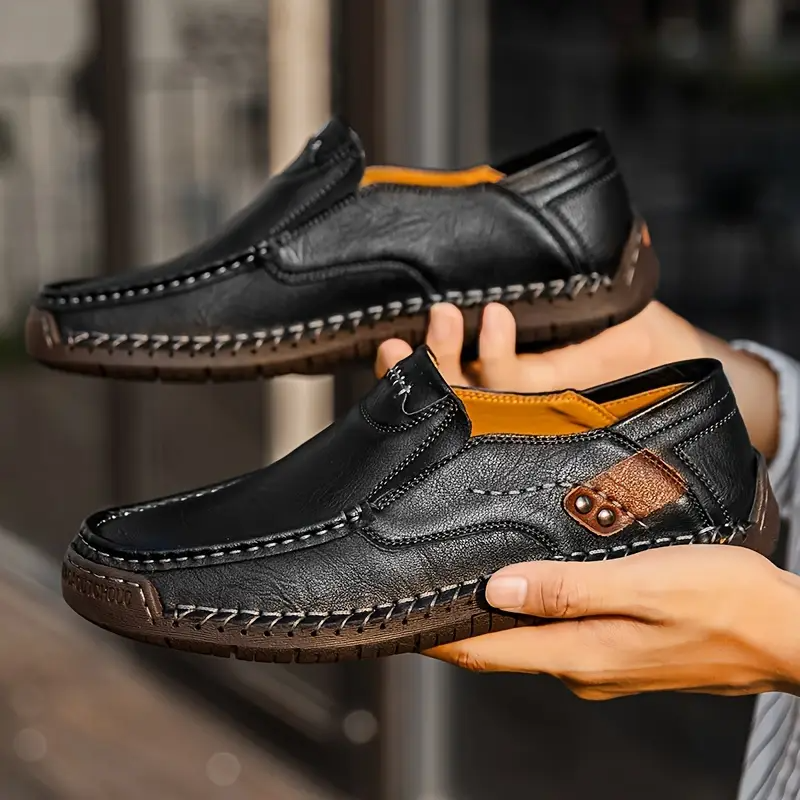 Plus Size Men's Orthopedic Retro Leather Loafers – Breathable, Wear-Resistant & Non-Slip for Walking & Driving