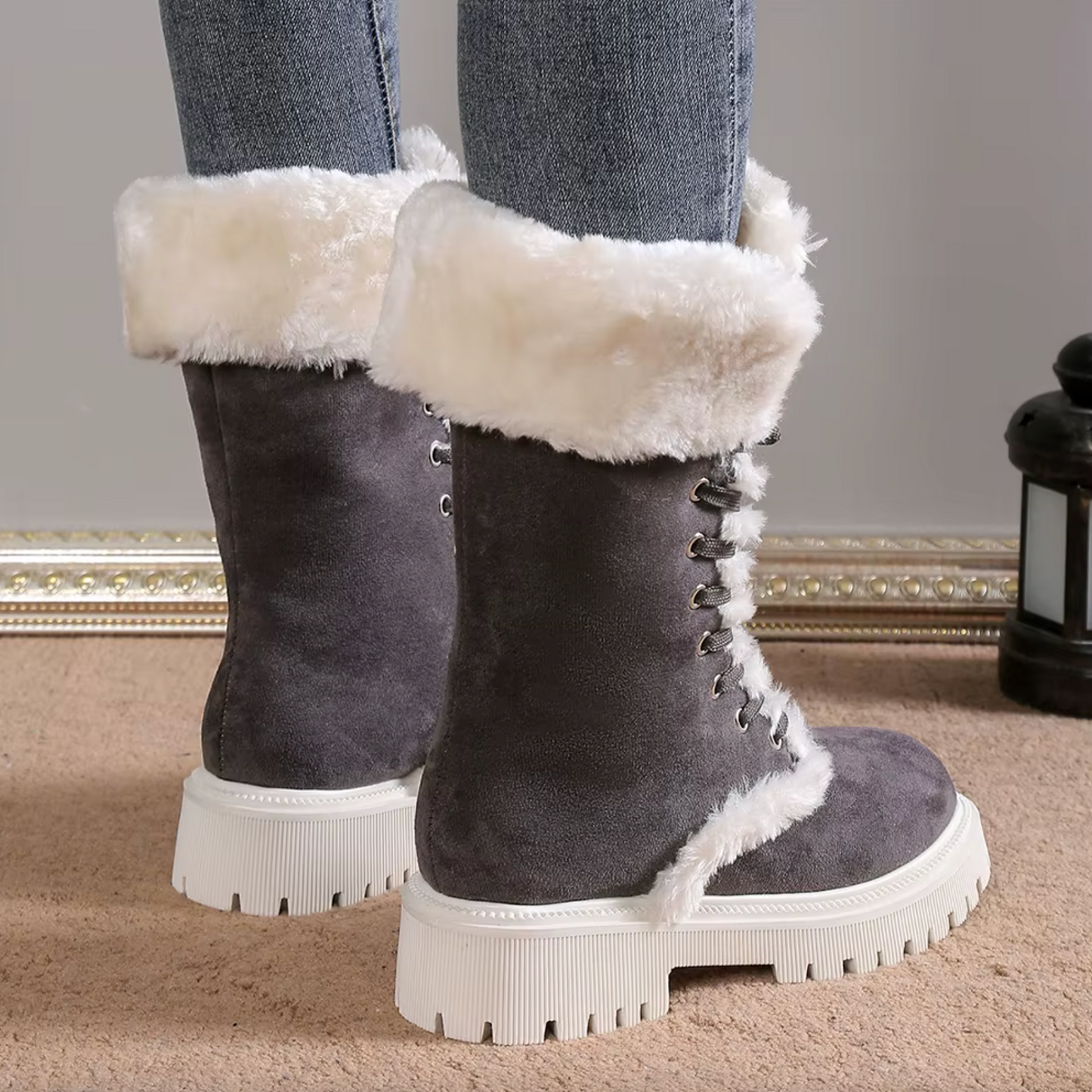 SafeStep™ Women’s Non-Slip Mid-Calf Cotton Boots – Warm, Supportive, Everyday Wear