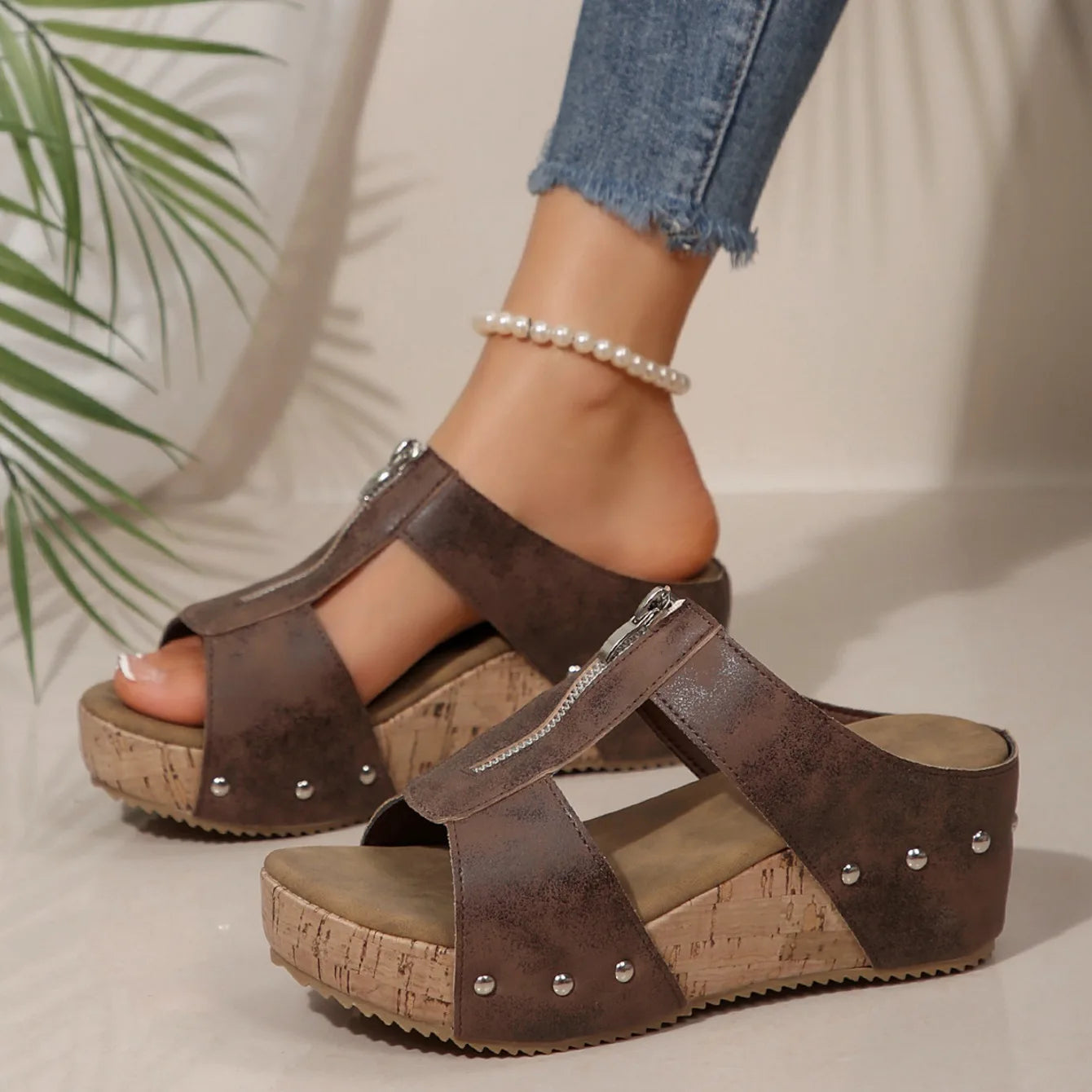 Women's Stylish Wedge Summer Pillow Slide Sandals