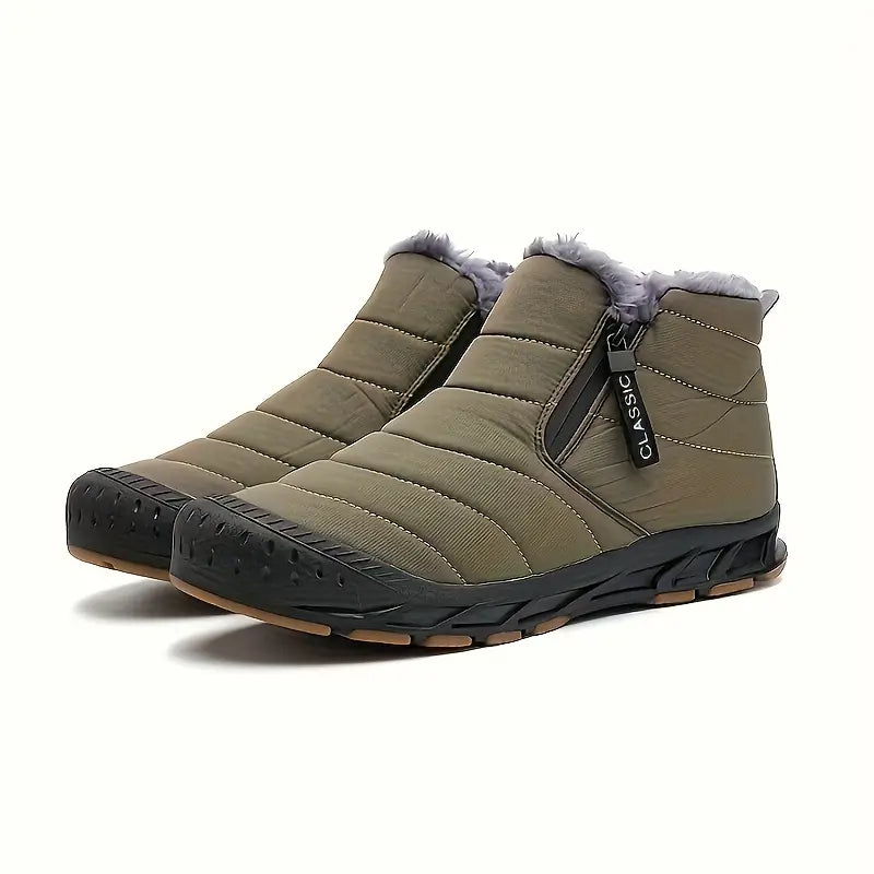 Women's Warm Fleece Non-slip Ankle Boots, Comfy Outdoor Hiking Lined Trekking Barefoot Shoes